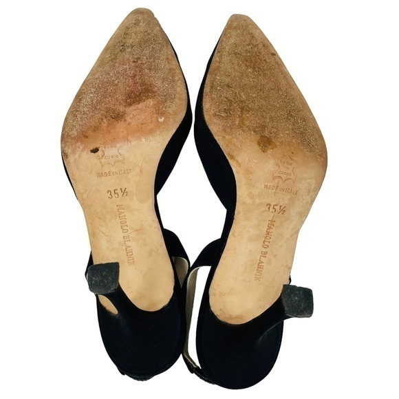 MANOLO BLAHNIK Carolyne Slingback Black | Size 35.5 | Black Fabric | EUC - Picture 13 of 14